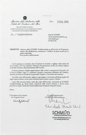 Panni tecnici per pulizie industriali - Certificato di adesione